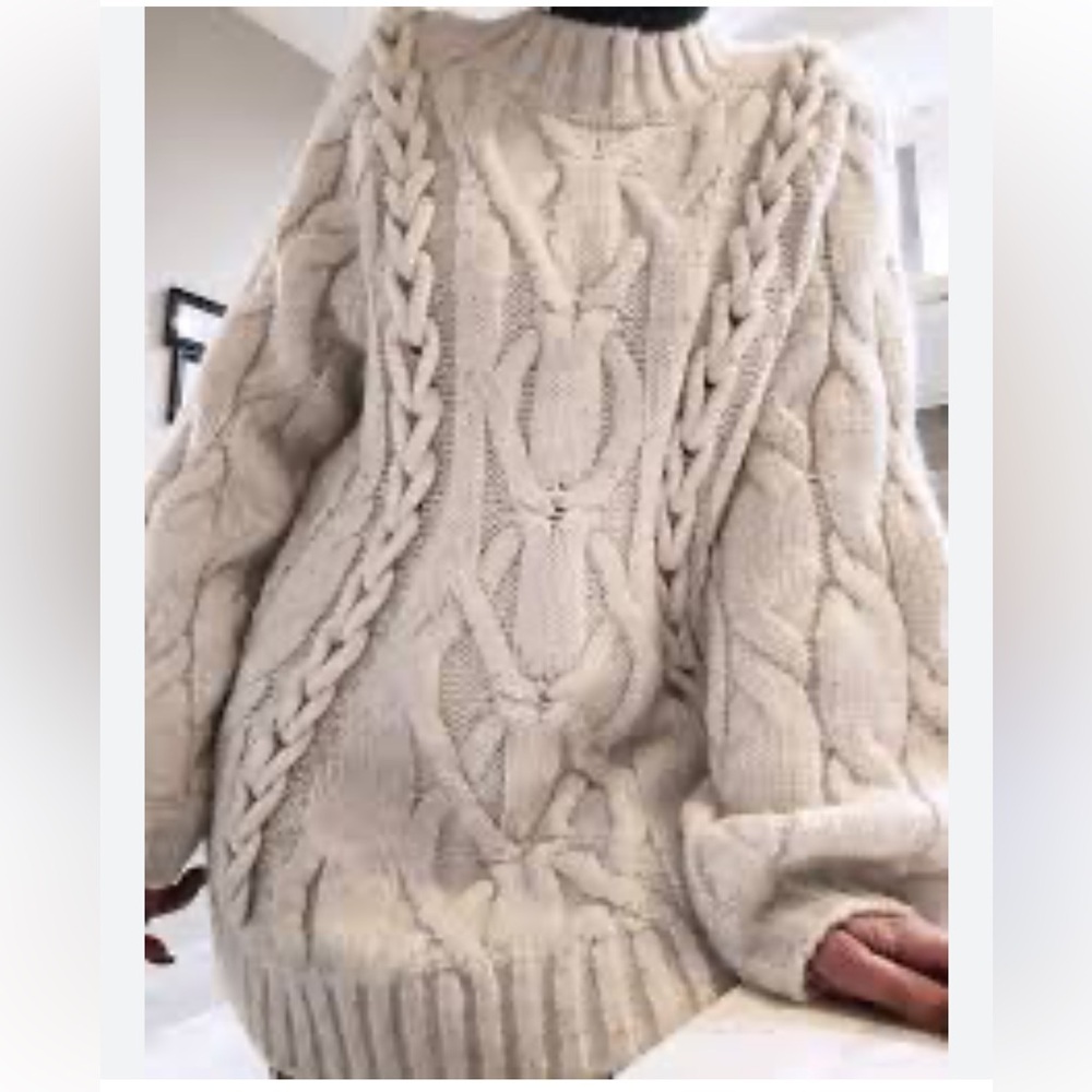 H&M Oversized Cable Sweater Mini Dress